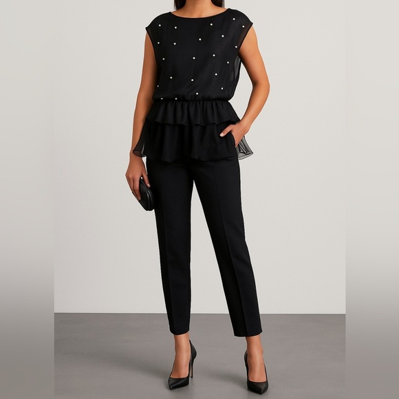 Elegant Black Blouse with Pearl Accents NWOT - Picture 10 of 10